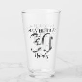 Metallisches Silber 30. Geburtstag Glas (Rückseite)