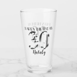 Metallisches Silber 30. Geburtstag Glas
