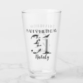 Metallisches Silber 31. Geburtstag Glas (Rückseite)