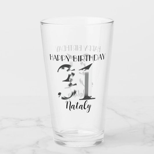 Metallisches Silber 31. Geburtstag Glas (Vorderseite)