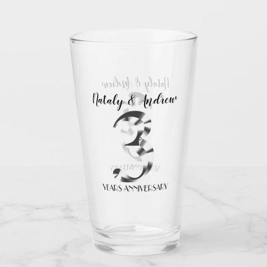 Metallisches Silber 3. Hochzeitstag Glas (Vorderseite)
