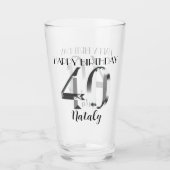 Metallisches Silber 40. Geburtstag Glas (Vorderseite)