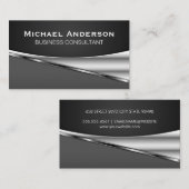 Metallisches Silber Abstrakt Visitenkarte (Vorne/Hinten)