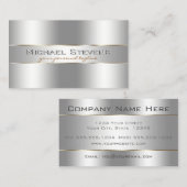 Metallisches Silber Beruflich Elegante Visitenkart Visitenkarte (Vorne/Hinten)