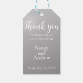 Metallisches Silber danke Geschenkanhänger (Vorderseite)