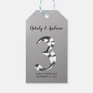 Metallisches Silber, dritter Hochzeitstag Geschenkanhänger