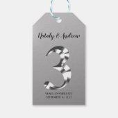 Metallisches Silber, dritter Hochzeitstag Geschenkanhänger (Rückseite)