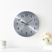 Metallisches Silber Edelstahlmetall Große Wanduhr (Zuhause)