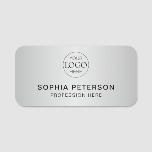 Metallisches Silber für Mitarbeiter von Firmenlogo Namensschild (Vorderseite)