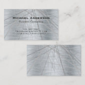 Metallisches Silber gebürstet Abstrakte Linien Visitenkarte (Vorne/Hinten)