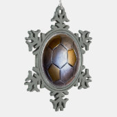 Metallisches Silber & Gold-Fußball Schneeflocken Zinn-Ornament (Links)