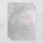 Metallisches Silber & Gold ohne Eltern Foliage Einladung (Vorne/Hinten)