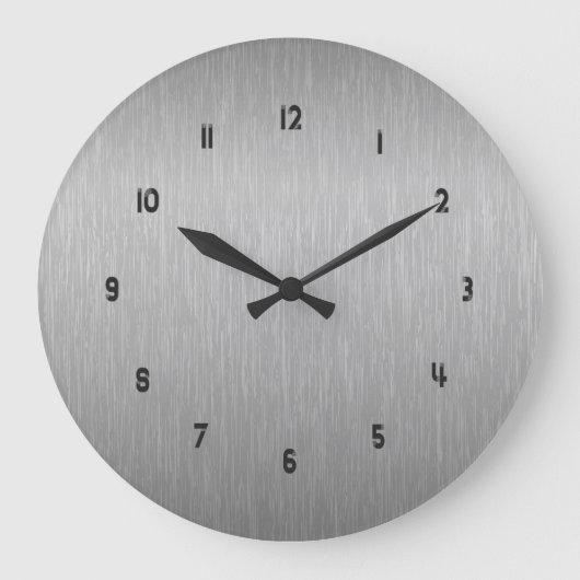 Metallisches Silber, grau gebürstetes Aluminium, B Große Wanduhr (Vorderseite)