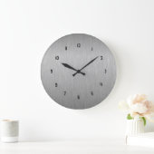 Metallisches Silber, grau gebürstetes Aluminium, B Große Wanduhr (Zuhause)