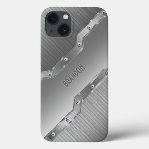 Metallisches Silber, grau gestopft, Metal Look 2 M Case-Mate iPhone Hülle