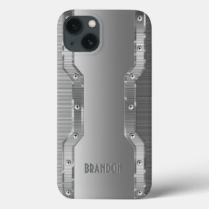 Metallisches Silber-Grau-Pinselmetall-Monogramm Case-Mate iPhone Hülle