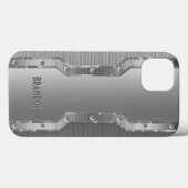 Metallisches Silber-Grau-Pinselmetall-Monogramm Case-Mate iPhone Hülle (Rückseite (Horizontal))