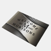 Metallisches Silber Gray Geometric Modern Design Fußmatte (Schrägansicht)