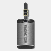 Metallisches Silber Gray Modernes geometrisches De Gepäckanhänger (Vorderseite vertikal)