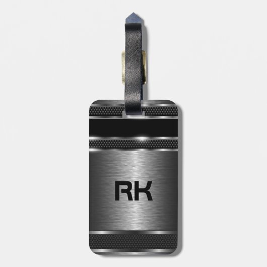 Metallisches Silber Gray Modernes geometrisches De Gepäckanhänger (Rückseite vertikal)