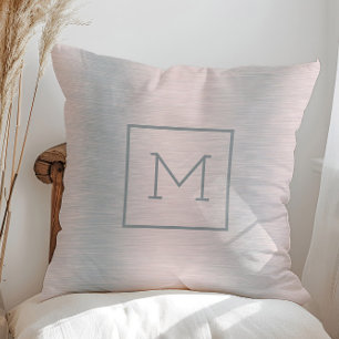 Metallisches Silber-Hintergrundmonogramm Kissen