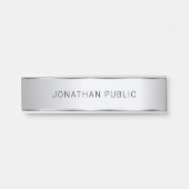 Metallisches Silber Look Moderner, eleganter Glamo Türschild (Vorderseite )