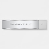 Metallisches Silber Look Moderner, eleganter Glamo Türschild (Vorderseite )