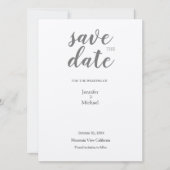 Metallisches Silber Minimalistisch Moderne Trendy Save The Date (Vorderseite)