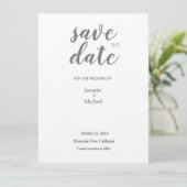 Metallisches Silber Minimalistisch Moderne Trendy Save The Date (Stehend Vorderseite)