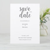 Metallisches Silber Minimalistisch Moderne Trendy Save The Date (Stehend Vorderseite)