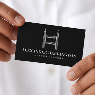 Metallisches Silber-Rasierer-Monogramm A Barber Sh Visitenkarte