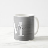 Metallisches Silber-Signature-Monogramm Kaffeetasse (VorderseiteRechts)