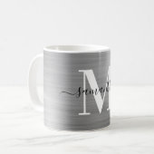 Metallisches Silber-Signature-Monogramm Kaffeetasse (Vorderseite Links)