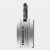 Metallisches Silber Textur rostfreier Stahl Look Gepäckanhänger (Rückseite vertikal)