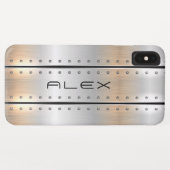 Metallisches silbergeometrisches modernes Design Case-Mate iPhone Hülle (Rückseite (Horizontal))