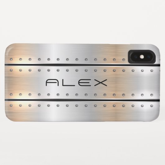 Metallisches silbergeometrisches modernes Design Case-Mate iPhone Hülle (Rückseite (Horizontal))