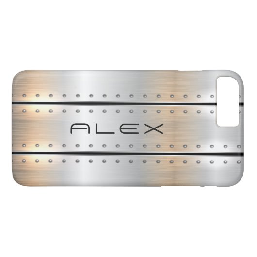 Metallisches silbergeometrisches modernes Design Case-Mate iPhone Hülle (Rückseite (Horizontal))