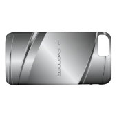 Metallisches silbergraues geometrisches Design Case-Mate iPhone Hülle (Rückseite (Horizontal))