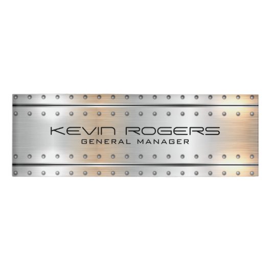 Metallisches silbergraues geometrisches Design Namenschild (Vorderseite)