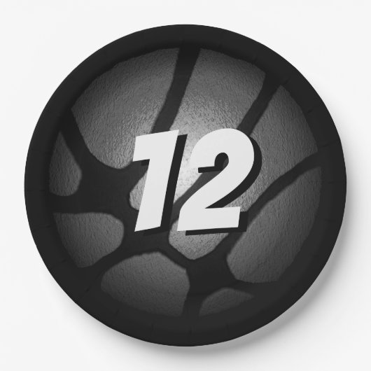 Metallisches Silver Black Basketball Ball Geburtst Pappteller (Vorderseite)