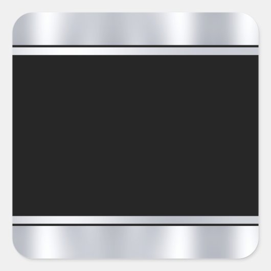 Metallisches Silver Black Blank Template Quadratischer Aufkleber (Vorderseite)