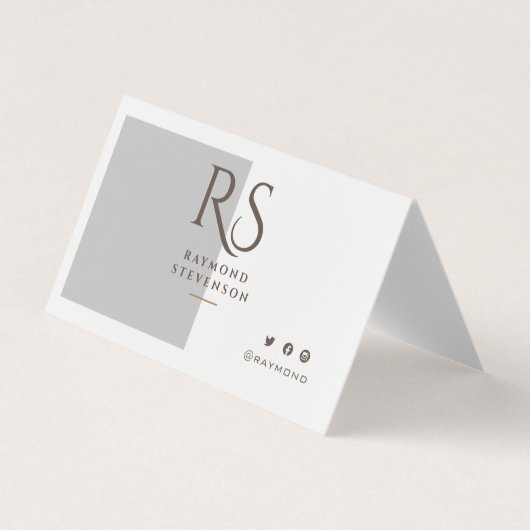Metallisches Silver Chic Berufliches Monogramm Visitenkarten (Vorderseite)