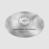 Metallisches Silver Logo Hotelmitarbeiter Name Job Namensschild (Vorderseite)