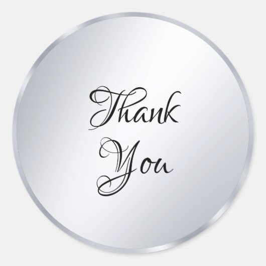 Metallisches Silver Look Danke Textvorlage Runder Aufkleber (Vorderseite)