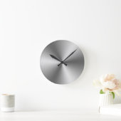 Metallisches Silver Look Gray Runde Wanduhr (Zuhause)