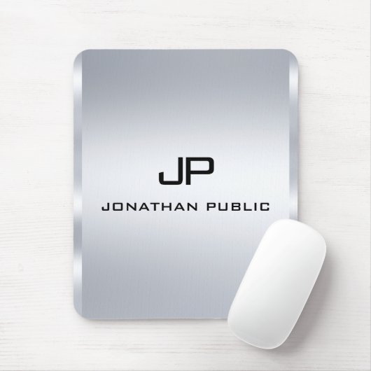 Metallisches Silver Look Template für Monogram Mousepad (Mit Mouse)