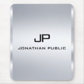 Metallisches Silver Look Template für Monogram Mousepad (Vorne)