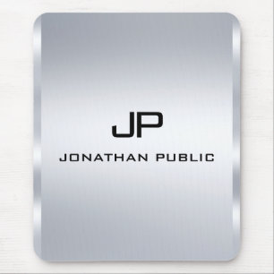 Metallisches Silver Look Template für Monogram Mousepad