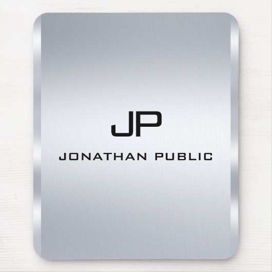 Metallisches Silver Look Template für Monogram Mousepad (Vorne)