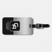 Metallisches Silver Monogramm Gepäckanhänger (Vorderseite horizontal)